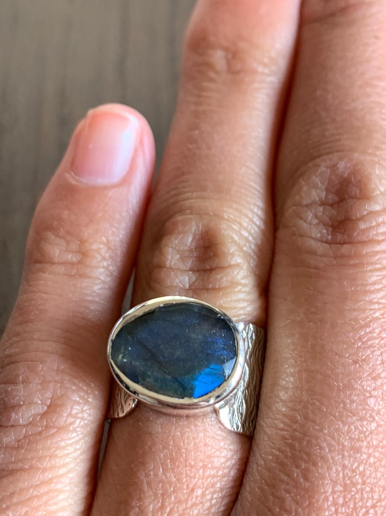 Stone Ring-Statement Ring-Blue Labradorite Boho Ring Gypsy Ring Labradorite Sterling Silver Ring Festival Jewelry-Stone Jewelry