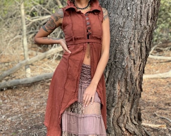 Long Vest Boho Hippie Festival top Festival Womens vest Hula hoop Vintage clothing