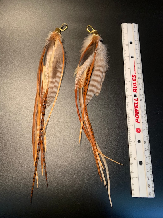 Extra long feather earrings deals