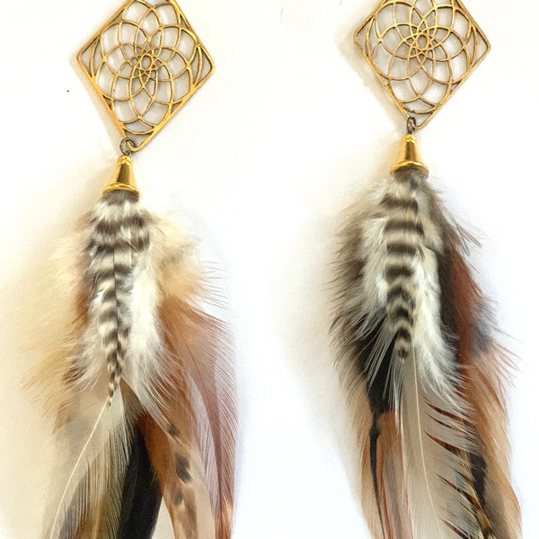 Big Feather Earrings Etsy