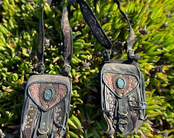 Handmade leather bag- Leather Fanny Pack- Leather Travel bag -Leather hip bag- Bag-Burning Man Gear- Smartphone Pockets- Shoulder Pockets