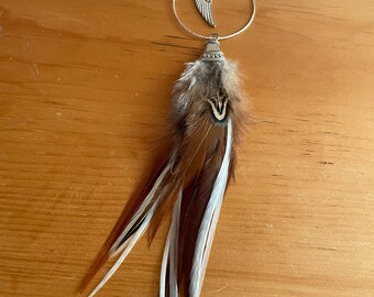 Feather Earrings-Handmade-Handcrafted-Single Feather Earring-Natural Feathers-Festival Fashion-Tribal-Gypsy