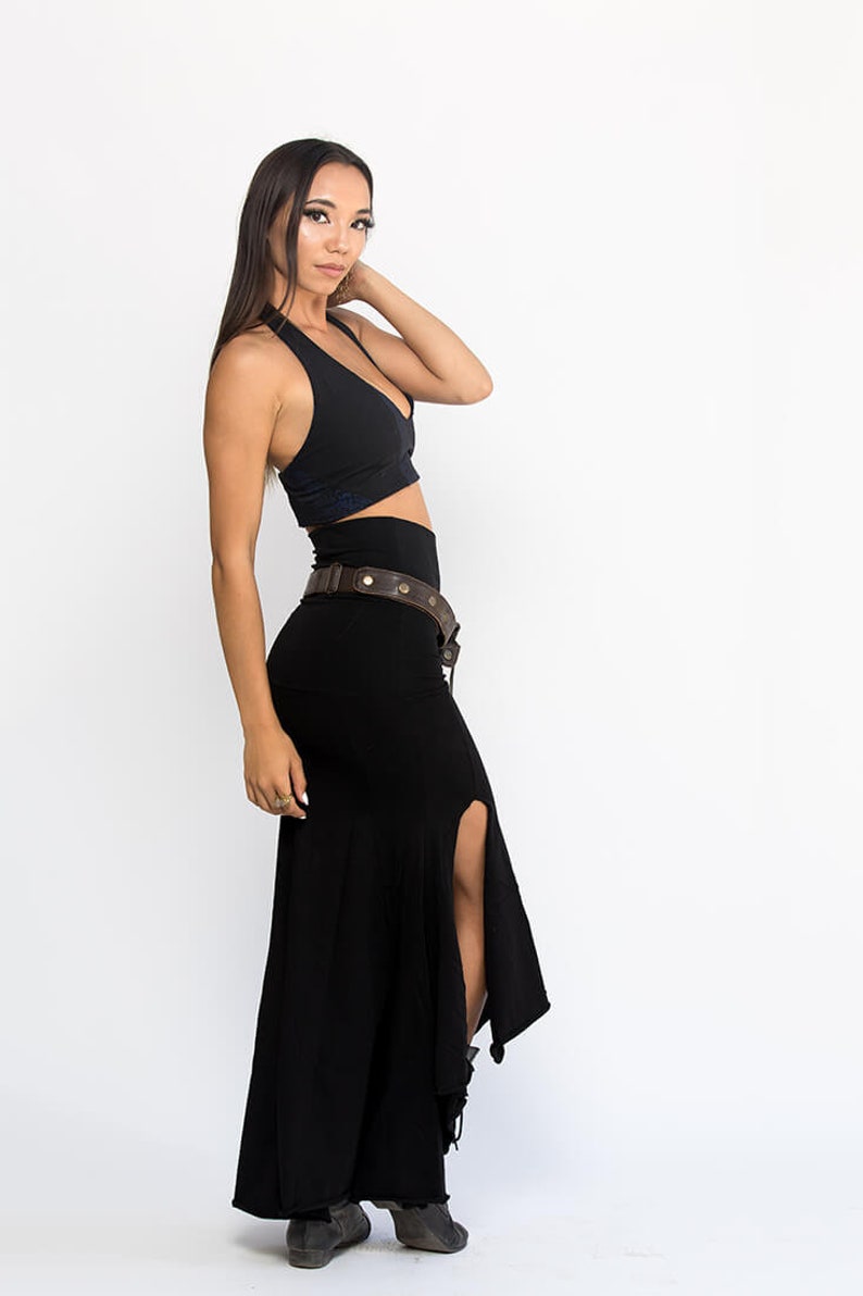 Lågskuren halternecktopp, svart BH-topp, festivalcrop top, danscrop top, boho, EDM, psytrancekläder, Burning Man-topp, älvtopp, pixietopp bild 3