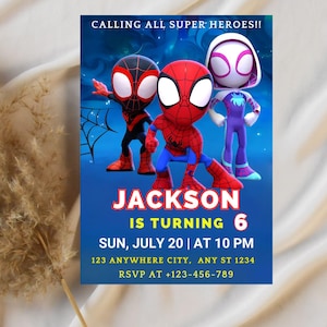 Spidey Invitation, Spidey And His Amazing Friends Birthday Invitation, Spidey And Friends Boy Invite, Digital template, Instant download
