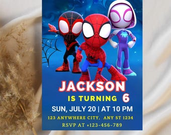 Spidey Invitation, Spidey And His Amazing Friends Birthday Invitation, Spidey And Friends Boy Invite, Digital template, Instant download