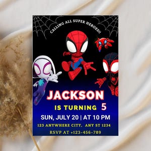 Spidey Invitation, Spidey And His Amazing Friends Birthday Invitation, Spidey And Friends Boy Invite, Digital template, Instant download