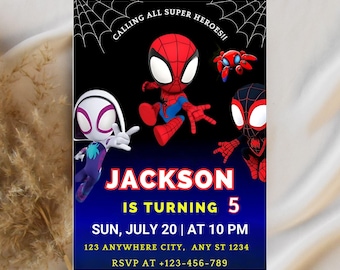 Spidey Invitation, Spidey And His Amazing Friends Birthday Invitation, Spidey And Friends Boy Invite, Digital template, Instant download