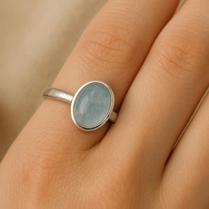 Anel de prata esterlina para mulheres, cor azul, joia de noivado, tamanho redimensionável
