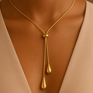 Teardrop Pendant Necklace for Women Gold Color Jewelry