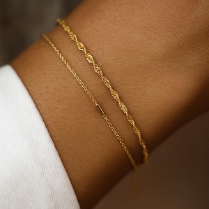 Gold Color Stainless Steel Two Plated Bracelets for Women Jewelry