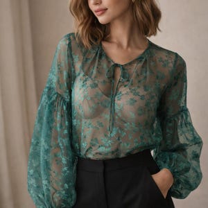 open lace back dress Simonett Structured Sheer Cuff Blazer | Green | Size Xs