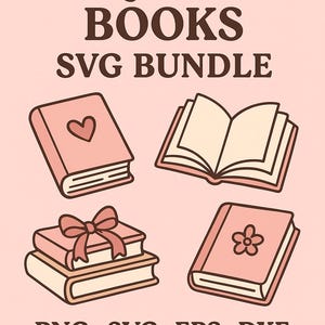 Coquette Books SVG Bundle | Cute Aesthetic Digital Designs | PNG SVG EPs DxF Files for Cricut Silhouette Crafts