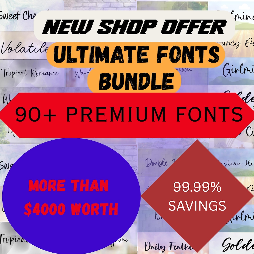 90+ Premium Fonts Bundle – Opentype & Truetype (digital Download) - Etsy