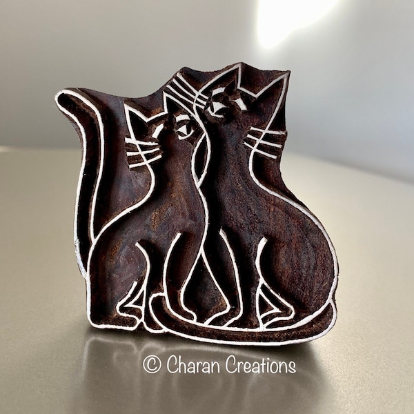 Block Stamps, Printing Stamps, Pottery stamps, Indian Wood Stamps- Cute Cats