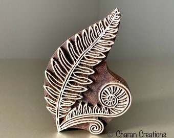 Stamp for Clay, Leather, Indian Wood Stamp, Blockprint Stamp, Printing Stamp Blocks-  Fern