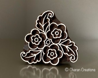 Wooden Printing Stamp, Hand Carved Stamp, Indian Wood Stamp, Textile Stamp, Pottery Stamp, Tjaps- Floral Design