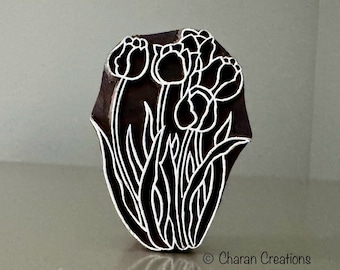 Pottery Stamp, Indian Wood Stamp, Textile Stamp, Wood Blocks, Tjaps, Soap stamp- LILIES