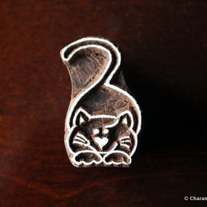Block Stamps, Tjaps, Pottery stamps, Indian Wood Stamps- Cute Cat