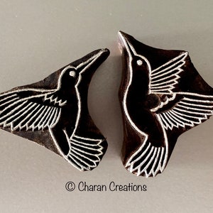 Wood Blocks, Tjaps, Carved wood stamps, Indian wood stamps, Pottery Stamps, Soap Stamps- Hummingbirds