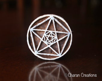 HALF PRICE SALE Indian Wood Stamp, Textile Stamp, Tjaps, Pottery Stamp, Hand Carved Blocks- Sacred Geometry Symbol: Metatron’s Cube