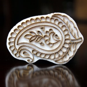 Timbri per ceramica, timbri in legno indiano, timbri tessili, blocchi di legno, Tjaps, timbri in ottone per stampa - Paisley