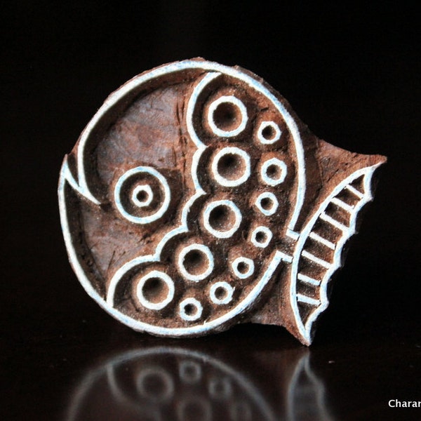 Pottery Stamps, Indian Wood Stamp, Textile Stamp, Wood Blocks, Tjaps, Printing Stamp- Cute Fish