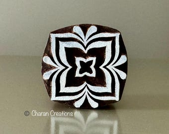 Wood Block Stamp, Textile stamp, Blockprint stamp, Pottery stamp, Indian wood stamp- Square Decorative Design