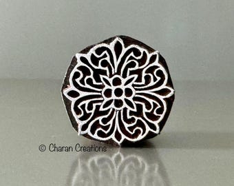 Wood Block Stamp, Textile stamp, Blockprint stamp, Pottery stamp, Indian wood stamp- Floral Square