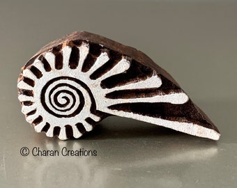 Fibonacci Spiral Motif- Handcarved Stamp,Soap stamp, Pottery Stamp, Indian Wood Stamp, Textile Stamp, Wood Blocks, Tjap