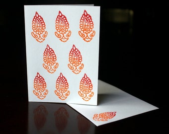 Hand Block Printed Kraft Blank Card with Envelope