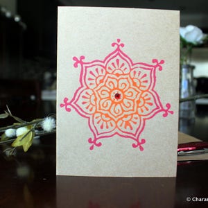 Hand Block Printed Kraft Blank Card with Envelope image 4