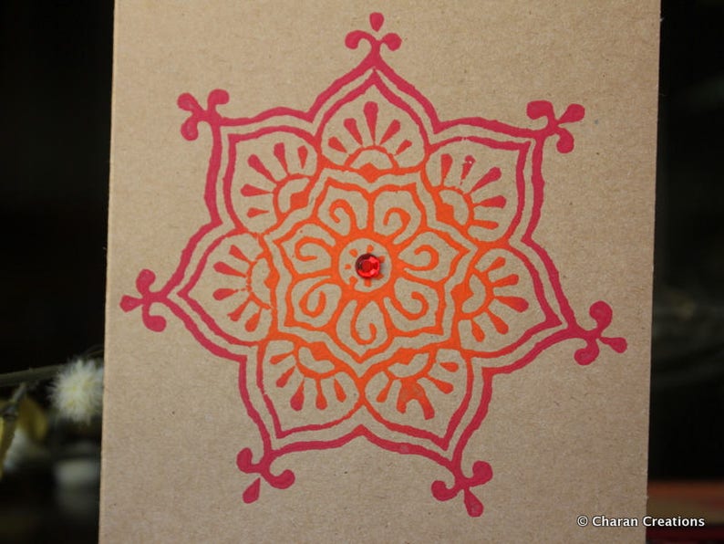 Hand Block Printed Kraft Blank Card with Envelope image 5