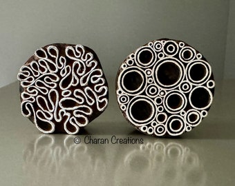 Pottery Stamp, Indian Wood Stamp, Textile Stamp, Wood Blocks, Tjaps, Printing Stamp- Set of Cells Cluster/Organic Form Stamps