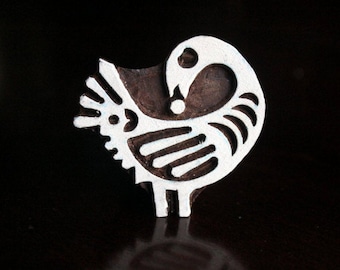 Carimbos de madeira, carimbos têxteis, Tjaps, carimbos de cerâmica, blocos esculpidos à mão - Símbolo Adinkra: Sankofa (Volte e pegue!)