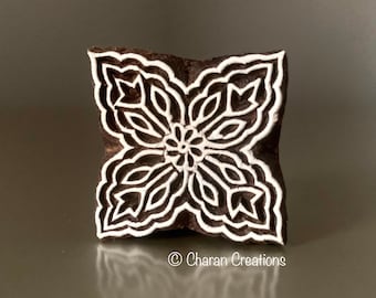 Wood Block Stamp, Textile stamp, Blockprint stamp, Pottery stamp, Indian wood stamp- Floral Square