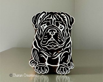 Stamps for Clay, Indian Wood Stamp, Textile Stamp, Wood Blocks, Printing Stamp- Bulldog