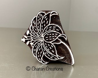 Hand Carved Stamp, Indian Wood Stamp, Textile Stamp, Pottery Stamp, Tjaps- Lily Flower