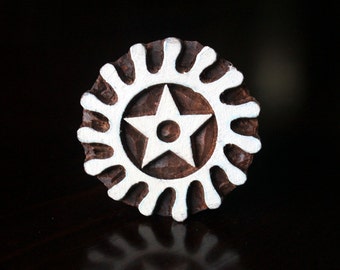 Wood Stamps, Textile Stamp, Tjaps, Pottery Stamp, Hand Carved Blocks- Adinkra Symbol: Sesa Woruban (Transformation)