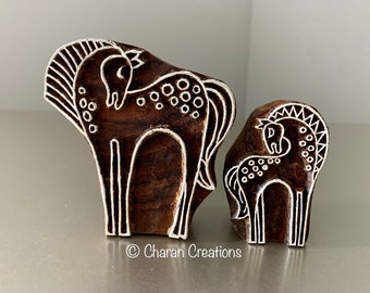 Wood Blocks, Tjaps, Carved wood stamps, Indian wood stamps, Pottery Stamps, Soap Stamps- Horses