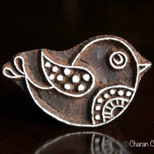 Soap Stamp, Pottery Stamp, Textile Stamp, Indian Wood Stamp, Tjaps- Cute Birdy