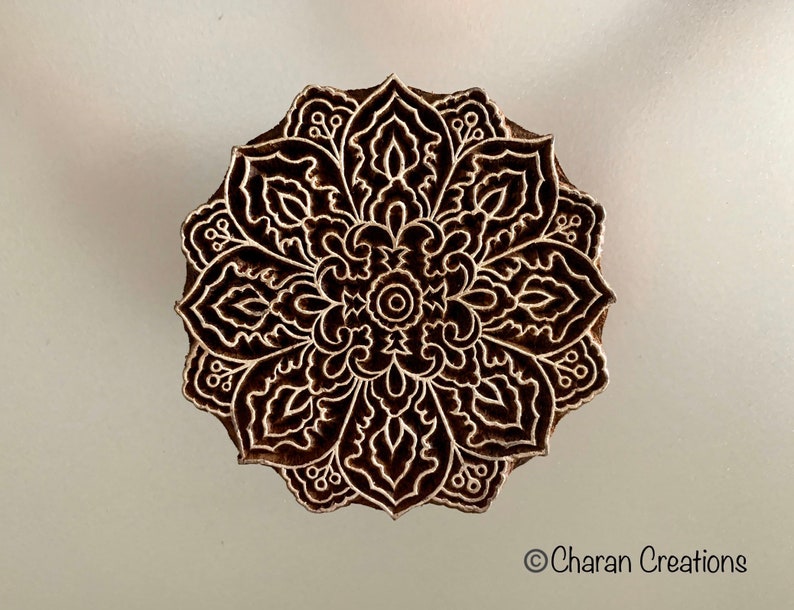 Pottery Stamp, Fabric Stamp, Indian Wood Stamp, Tjaps, Blockprint Stamp Mandala/Medallion image 3