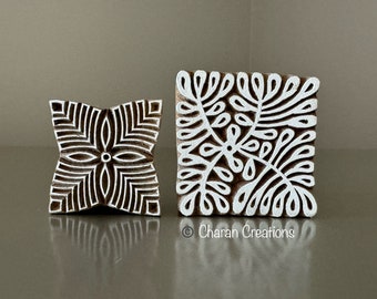 Hand carved Stamp, Pottery Stamps, Textile Stamp, Wood Blocks, Tjaps, Printing Stamps- Square Pattern Set