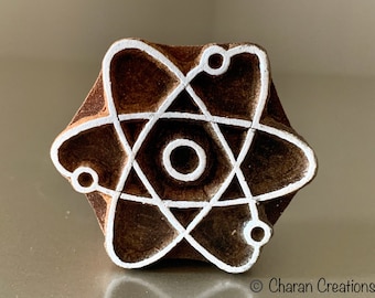 Sello tallado a mano, sello de jabón, sello de cerámica, sello de madera indio, sello textil, bloques de madera, Tjap-ATOM