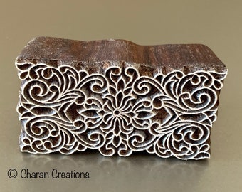 Handcarved Stamp, Block print Stamp, Pottery Stamps, Indian Wood Stamp, Tjap, Printing Stamp- Intricate Border