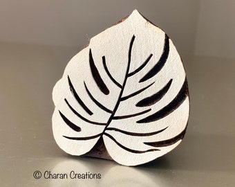Wood block stamp, Indian Wood Block Stamp, Soap stamp, Tjaps, Hand Carved stamp, Pottery stamp, Textile Stamp- Monstera Leaf