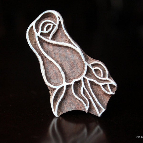 HALF PRICE SALE Pottery Stamps, Soap Stamp, Indian Wood Stamp, Textile Stamp, Wood Blocks, Tjaps, Printing Stamp- Rose Bud