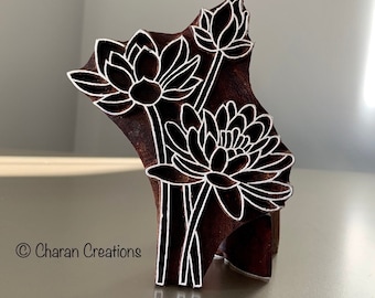 Pottery Stamp, Indian Wood Stamp, Textile Stamp, Wood Blocks, Tjaps, Soap stamp- WATERLILY FLOWER STEMS