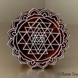 Aardewerkstempel, Indiase houtstempel, textielstempel, houten blokken, tjaps, zeepstempel - Sri Yantra-mandala