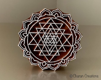 Pottery Stamp, Indian Wood Stamp, Textile Stamp, Wood Blocks, Tjaps, Soap stamp- Sri Yantra Mandala