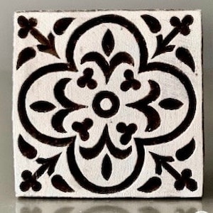 VERLAAGD Handgesneden stempel, aardewerkstempels, textielstempel, houten blokken, tjaps, afdrukstempel - tegelpatroon